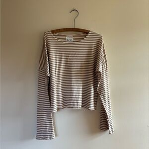 Boheme Goods tan stripe organic cotton long sleeve tee